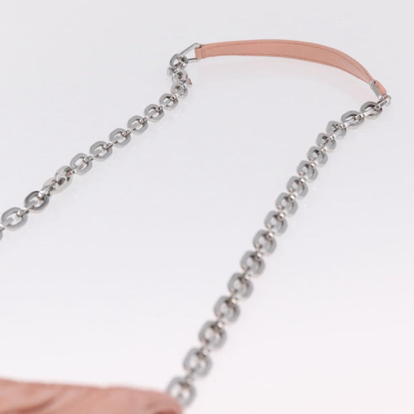 PRADA Gathered Chain Shoulder Bag Leather Pink Silver Auth 211648V