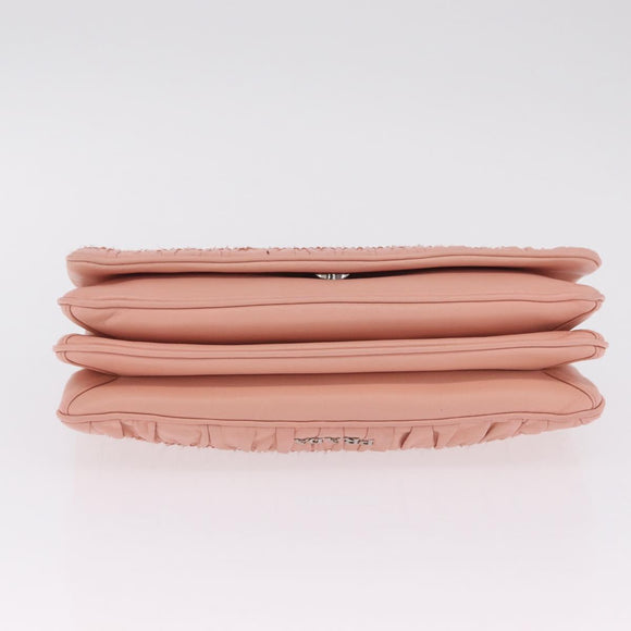PRADA Gathered Chain Shoulder Bag Leather Pink Silver Auth 211648V