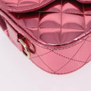 CHANEL Matelasse Chain Shoulder Bag Patent leather Pink Gold CC Auth 211651SAM-11