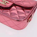 CHANEL Matelasse Chain Shoulder Bag Patent leather Pink Gold CC Auth 211651SAM-12