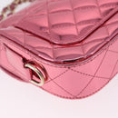 CHANEL Matelasse Chain Shoulder Bag Patent leather Pink Gold CC Auth 211651SAM-13