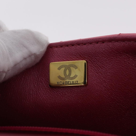 CHANEL Matelasse Chain Shoulder Bag Patent leather Pink Gold CC Auth 211651SAM