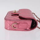 CHANEL Matelasse Chain Shoulder Bag Patent leather Pink Gold CC Auth 211651SAM-4