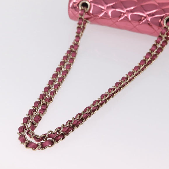 CHANEL Matelasse Chain Shoulder Bag Patent leather Pink Gold CC Auth 211651SAM
