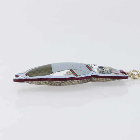 GUCCI GG Supreme Higuchi Yuko Police Cat Key Holder PVC Blue Gold Auth 211654M