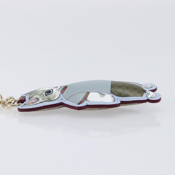 GUCCI GG Supreme Higuchi Yuko Police Cat Key Holder PVC Blue Gold Auth 211654M