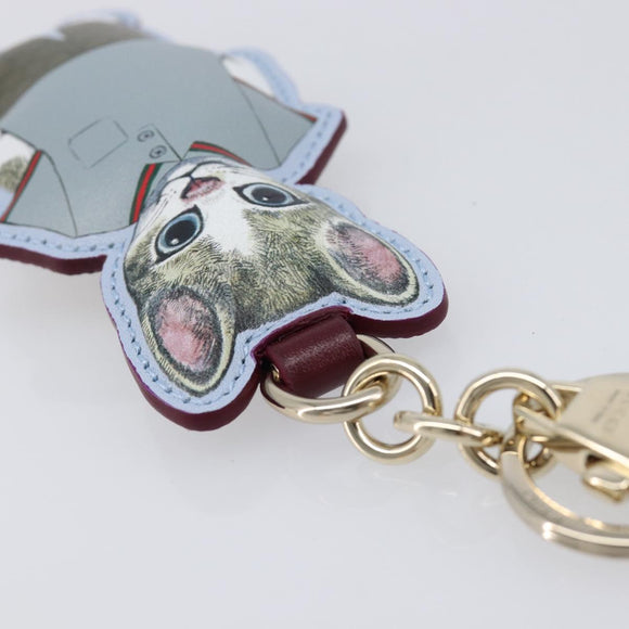 GUCCI GG Supreme Higuchi Yuko Police Cat Key Holder PVC Blue Gold Auth 211654M