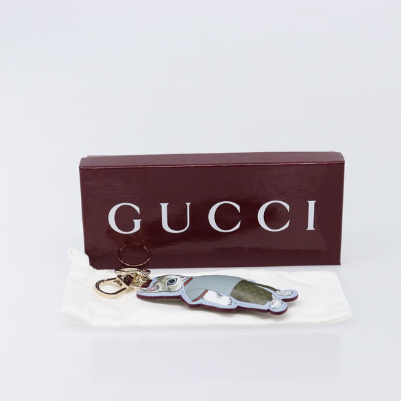 GUCCI GG Supreme Higuchi Yuko Police Cat Key Holder PVC Blue Gold Auth 211654M