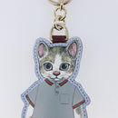 GUCCI GG Supreme Higuchi Yuko Police Cat Key Holder PVC Blue Gold Auth 211654M-4