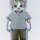 GUCCI GG Supreme Higuchi Yuko Police Cat Key Holder PVC Blue Gold Auth 211654M-5