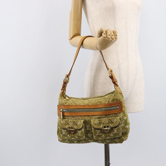 LOUIS VUITTON Monogram Denim Buggy PM Hand Bag Khaki M95213 LV Auth 211656A