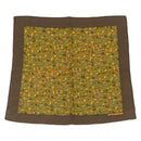 HERMES Carre 45 Scarf Ranch Pattern Silk Khaki Auth 211660-1