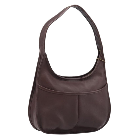 Coach Shoulder Bag Leather Brown Gold Auth 211662V