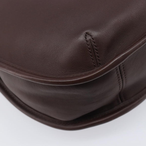 Coach Shoulder Bag Leather Brown Gold Auth 211662V