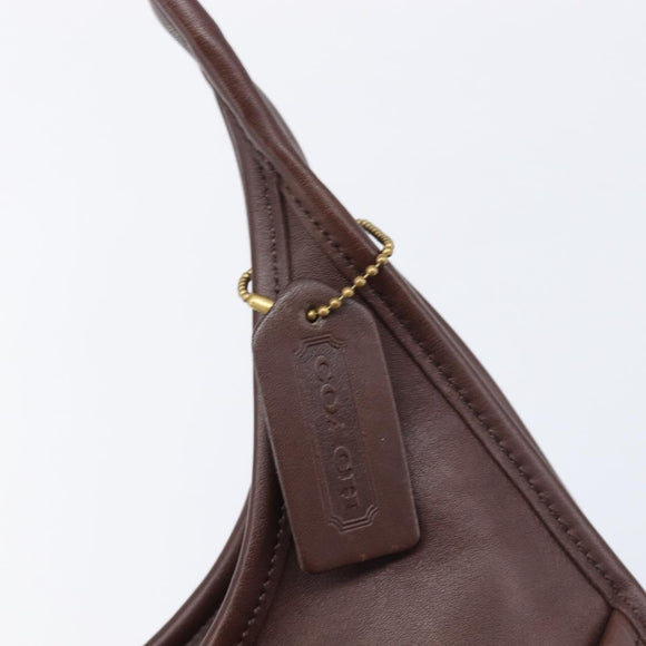 Coach Shoulder Bag Leather Brown Gold Auth 211662V