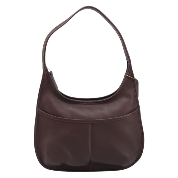 Coach Shoulder Bag Leather Brown Gold Auth 211662V