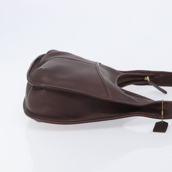 Coach Shoulder Bag Leather Brown Gold Auth 211662V