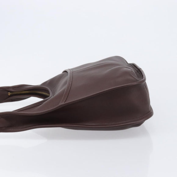 Coach Shoulder Bag Leather Brown Gold Auth 211662V