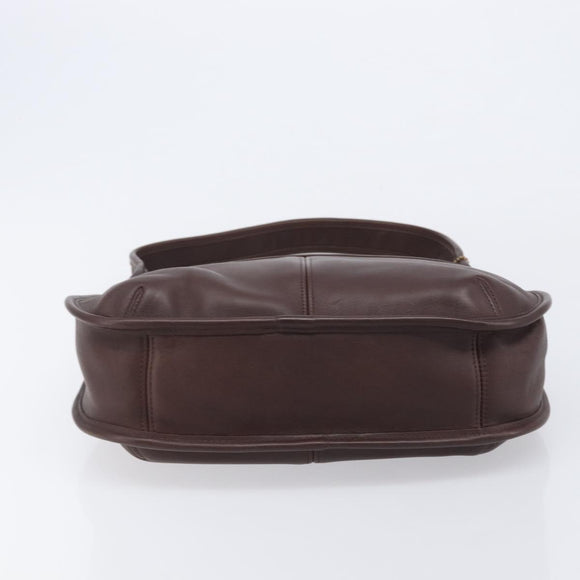 Coach Shoulder Bag Leather Brown Gold Auth 211662V