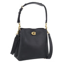 Coach Shoulder Bag Leather 2way Black Gold Auth 211663A-1