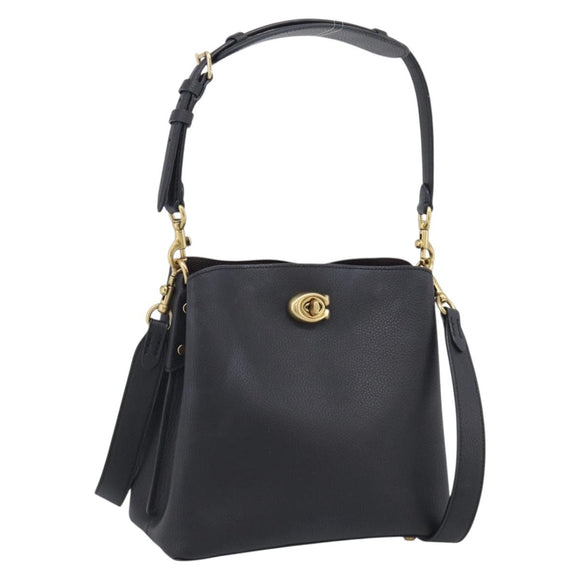 Coach Shoulder Bag Leather 2way Black Gold Auth 211663A