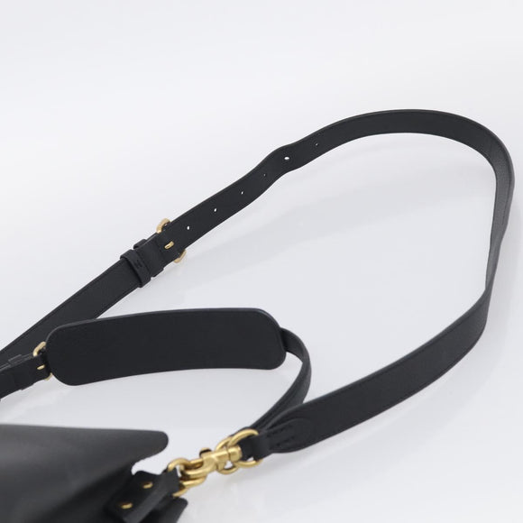 Coach Shoulder Bag Leather 2way Black Gold Auth 211663A