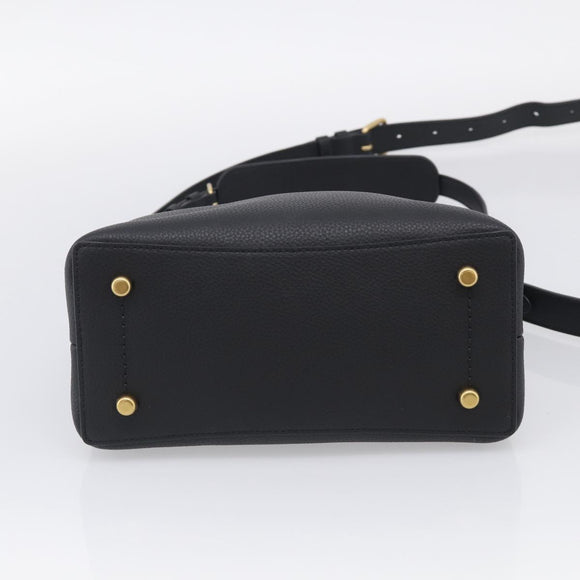 Coach Shoulder Bag Leather 2way Black Gold Auth 211663A