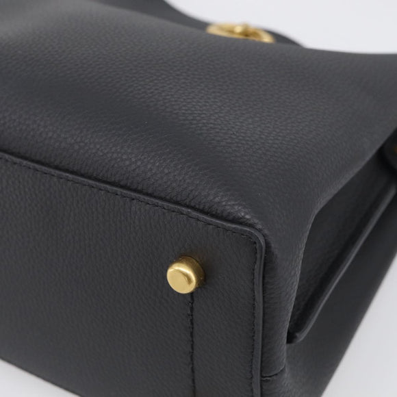 Coach Shoulder Bag Leather 2way Black Gold Auth 211663A