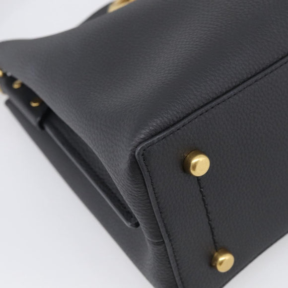 Coach Shoulder Bag Leather 2way Black Gold Auth 211663A
