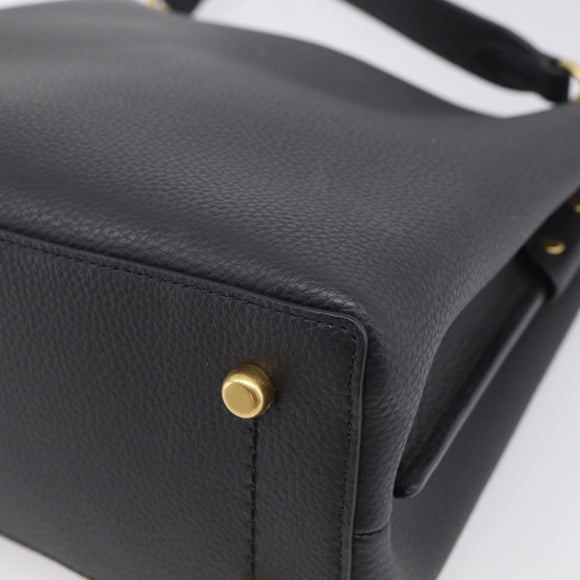 Coach Shoulder Bag Leather 2way Black Gold Auth 211663A