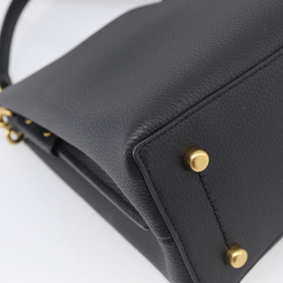 Coach Shoulder Bag Leather 2way Black Gold Auth 211663A