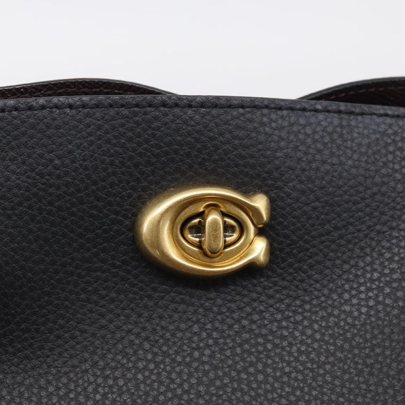 Coach Shoulder Bag Leather 2way Black Gold Auth 211663A