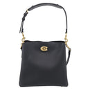 Coach Shoulder Bag Leather 2way Black Gold Auth 211663A-2