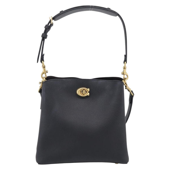 Coach Shoulder Bag Leather 2way Black Gold Auth 211663A