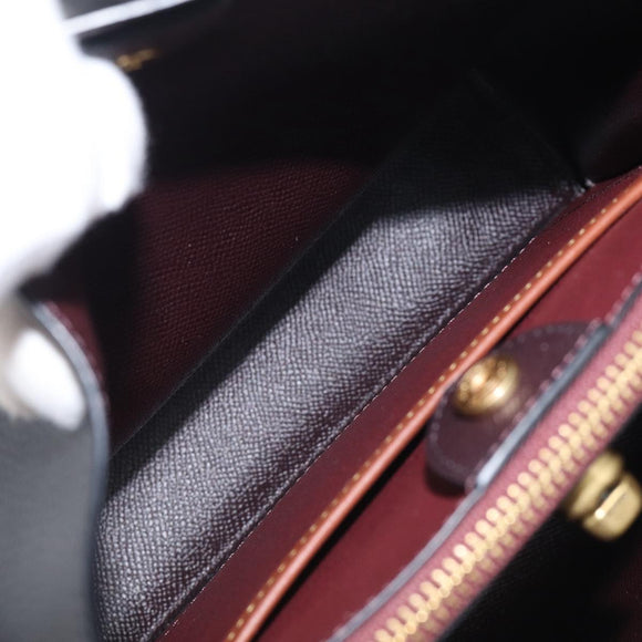 Coach Shoulder Bag Leather 2way Black Gold Auth 211663A