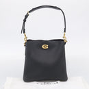 Coach Shoulder Bag Leather 2way Black Gold Auth 211663A-26