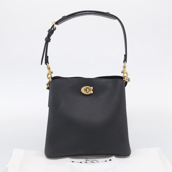 Coach Shoulder Bag Leather 2way Black Gold Auth 211663A