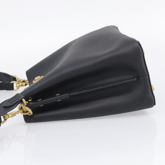 Coach Shoulder Bag Leather 2way Black Gold Auth 211663A