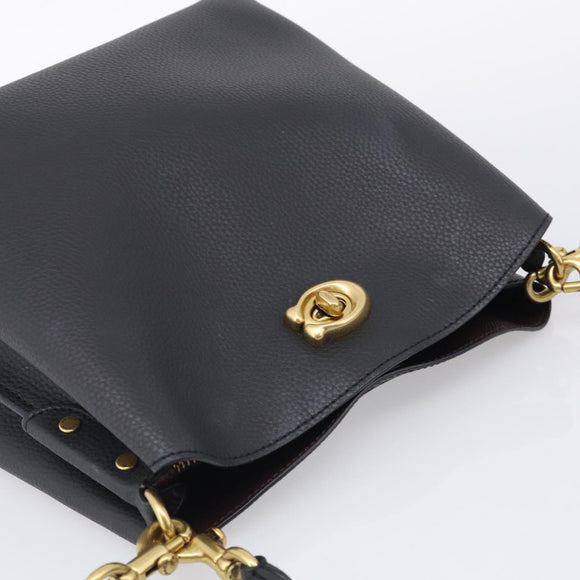 Coach Shoulder Bag Leather 2way Black Gold Auth 211663A