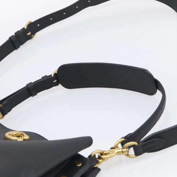 Coach Shoulder Bag Leather 2way Black Gold Auth 211663A