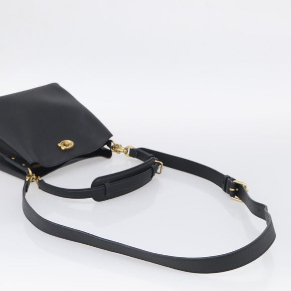 Coach Shoulder Bag Leather 2way Black Gold Auth 211663A