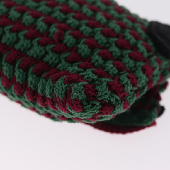 PRADA Pouch Knitted Fabrics Green Silver Auth 211669M
