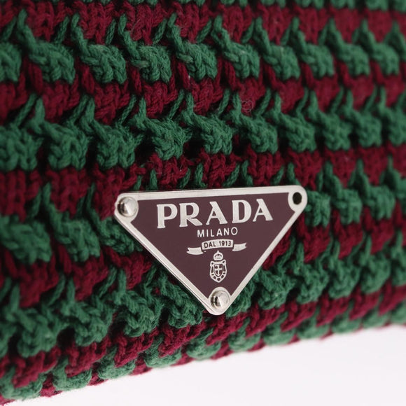 PRADA Pouch Knitted Fabrics Green Silver Auth 211669M