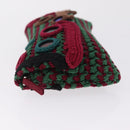 PRADA Pouch Knitted Fabrics Green Silver Auth 211669M-5