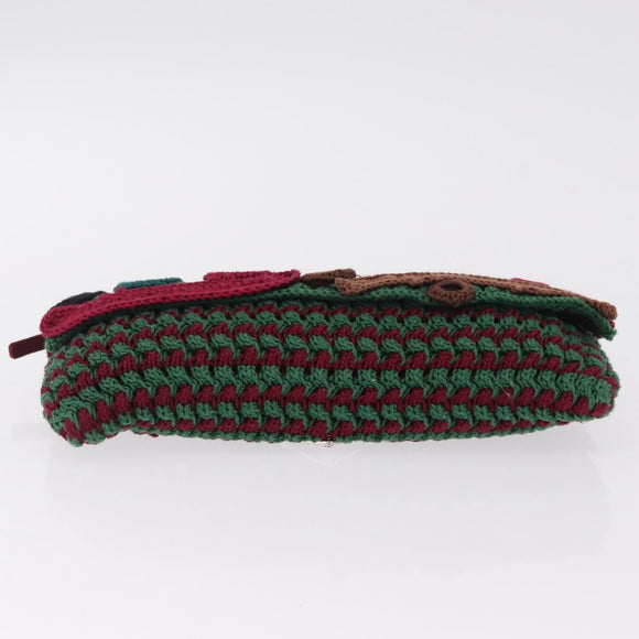 PRADA Pouch Knitted Fabrics Green Silver Auth 211669M