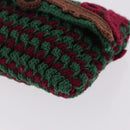 PRADA Pouch Knitted Fabrics Green Silver Auth 211669M-9