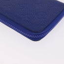 LOUIS VUITTON Taurillon Clemence Monogram Zippy Wallet Blue M80791 Auth 211673-10
