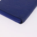 LOUIS VUITTON Taurillon Clemence Monogram Zippy Wallet Blue M80791 Auth 211673-11