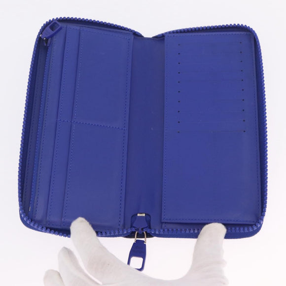 LOUIS VUITTON Taurillon Clemence Monogram Zippy Wallet Blue M80791 Auth 211673