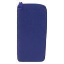 LOUIS VUITTON Taurillon Clemence Monogram Zippy Wallet Blue M80791 Auth 211673-2